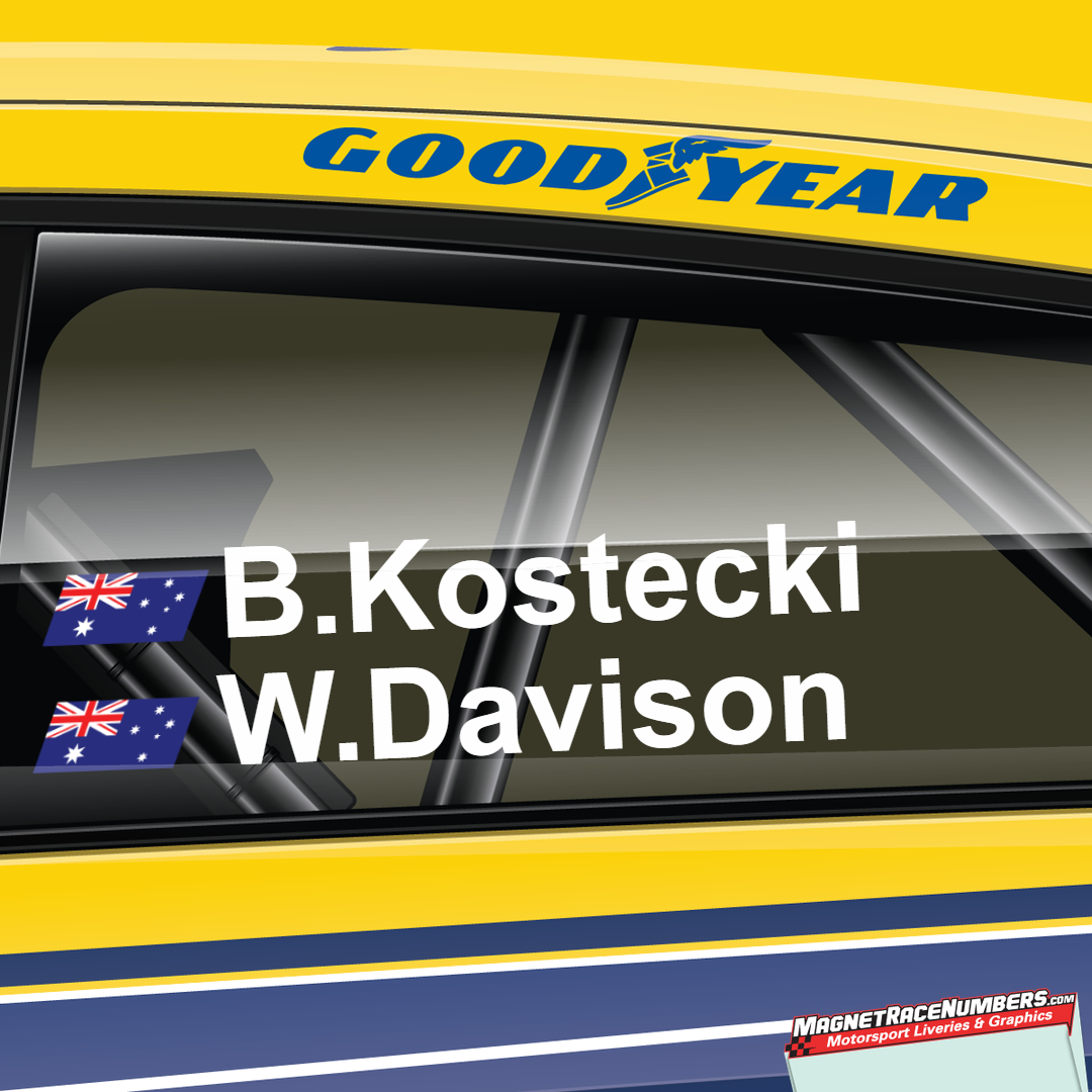 Custom Driver Name & Flag Decals