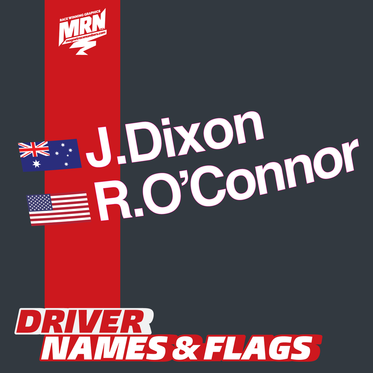Custom Driver Name & Flag Decals