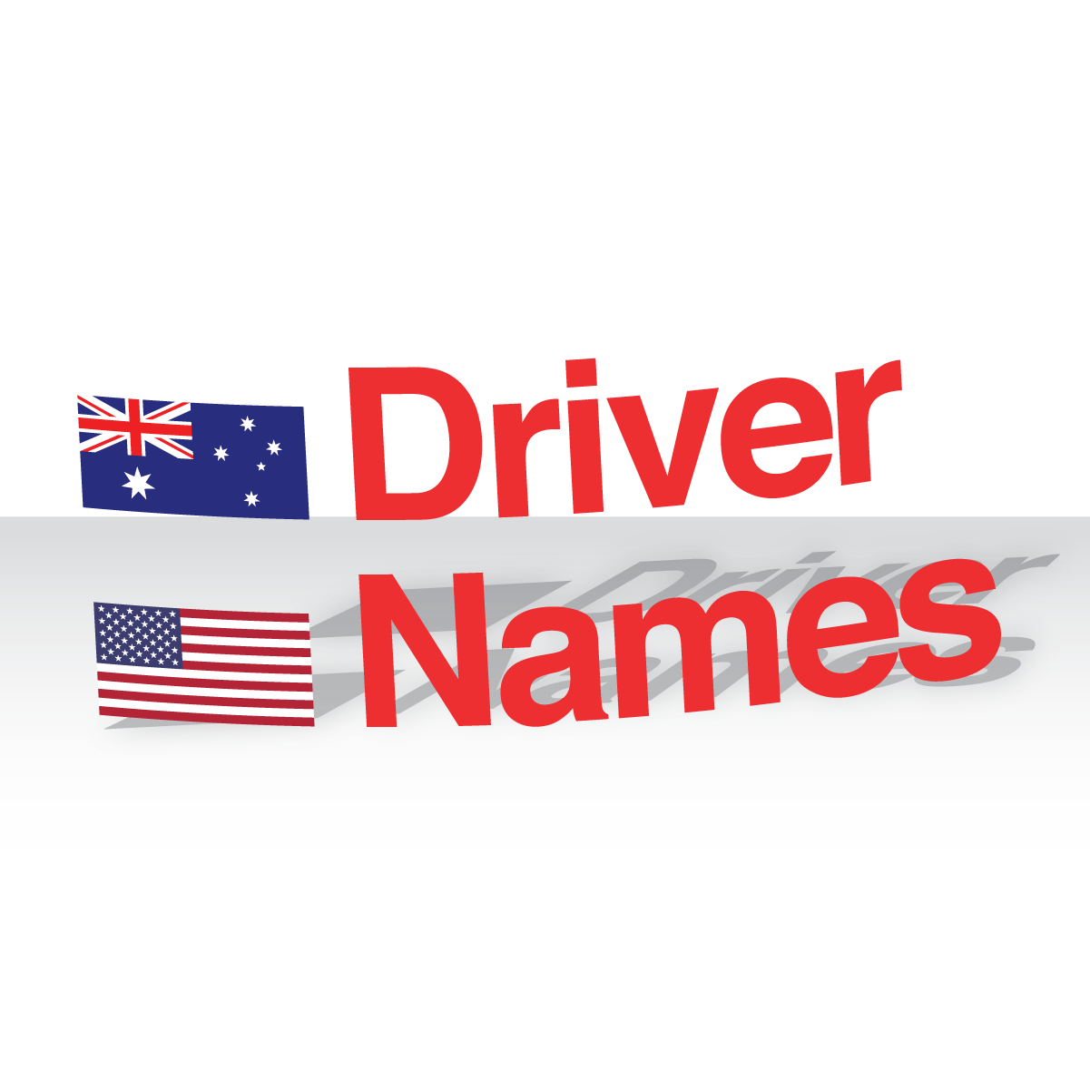 Custom Driver Name & Flag Decals