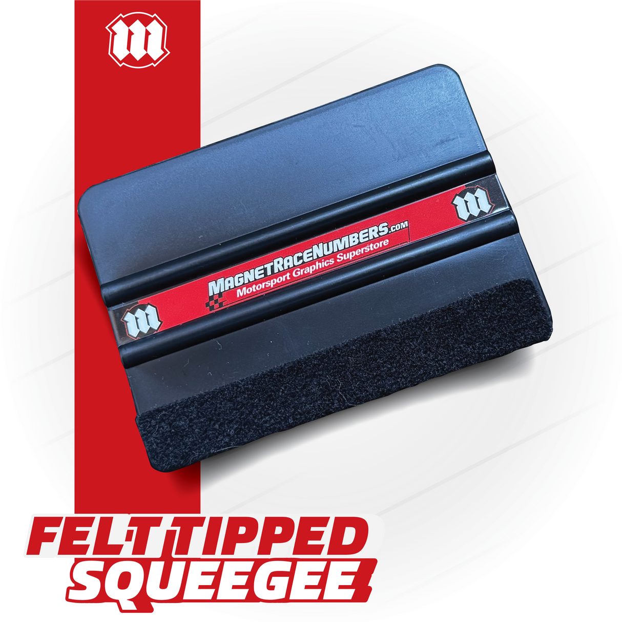 Felt-Tipped Vinyl Squeegee – Black Rubber with Soft Felt Edge