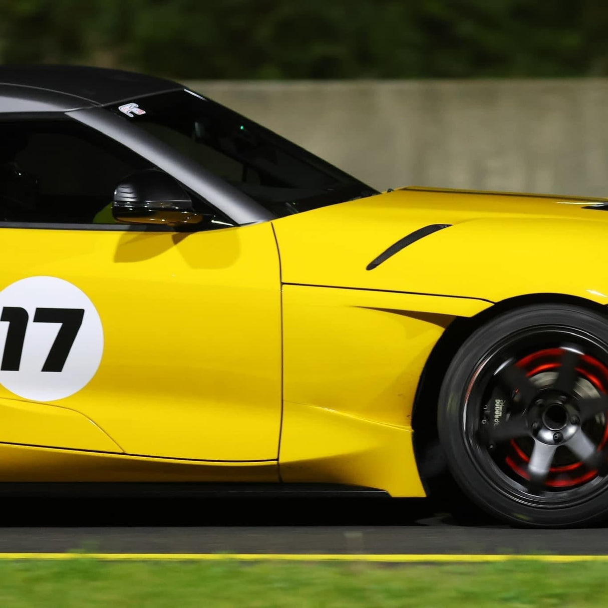 Toyota_Supra_A90_Yellow_Brakes_Glowing_SMSP_Time_Attack_WTAC_Racing_Numbers_Disc_Meatball