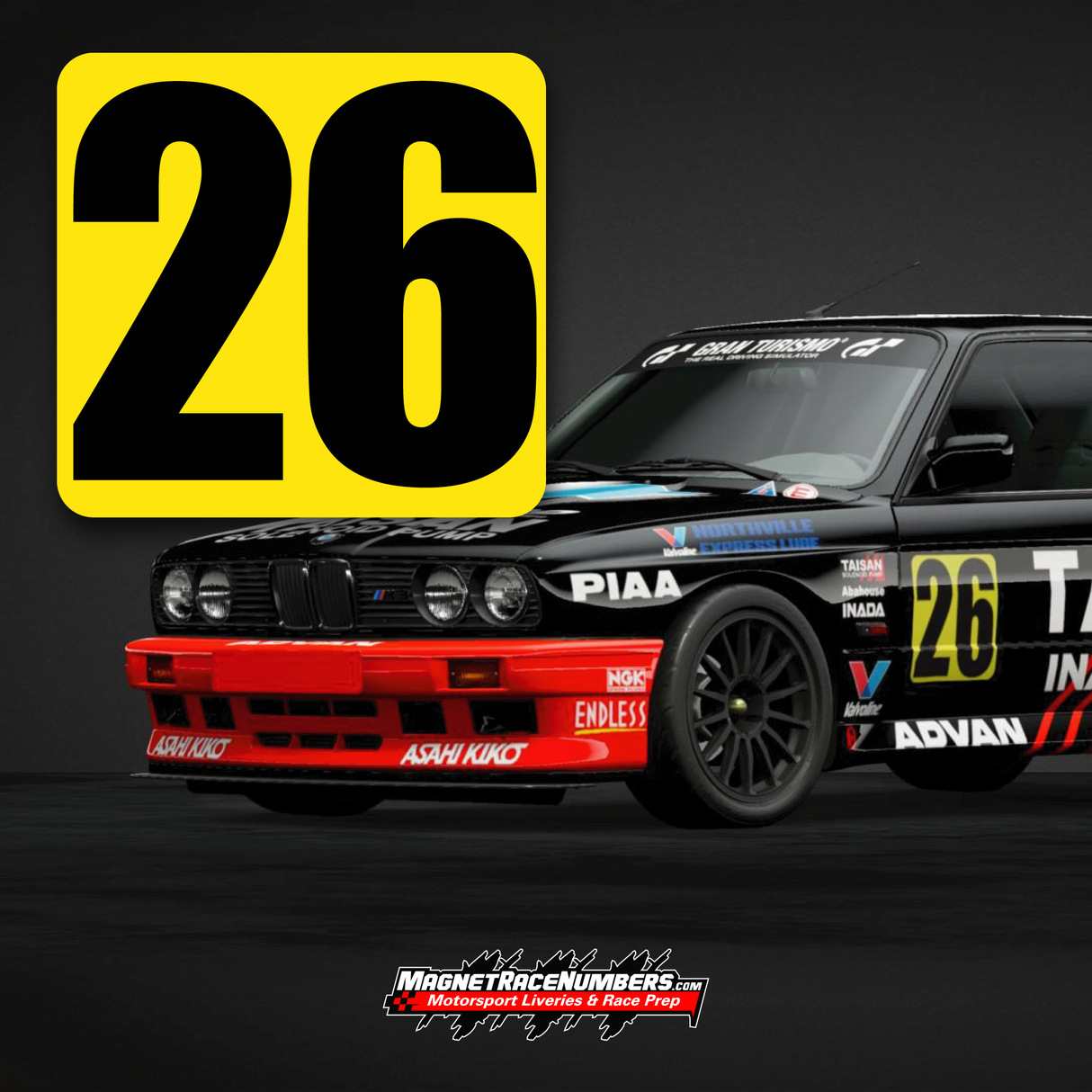 'Clipping Point' Competition Racing Numbers - Yellow