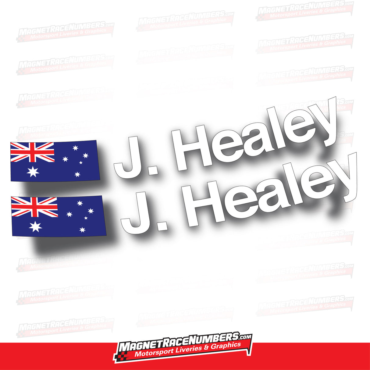 Driver Name Window Decals with Country Flag