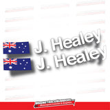 Driver Name Window Decals with Country Flag