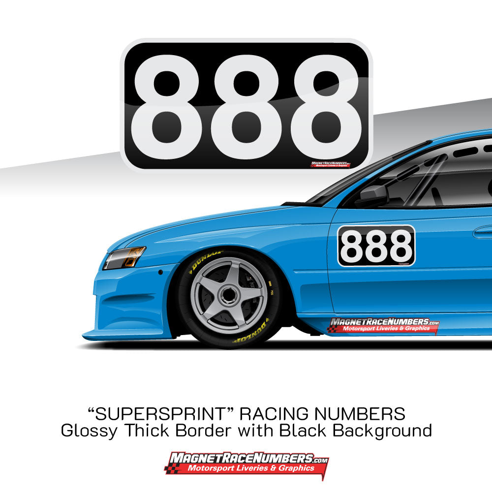 'Supersprint" Black Racing Numbers