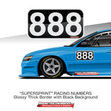 'Supersprint" Black Racing Numbers