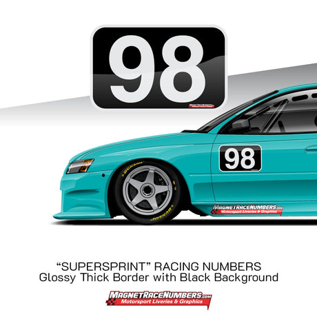 'Supersprint" Black Racing Numbers