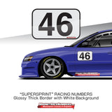 'Supersprint" White Racing Numbers